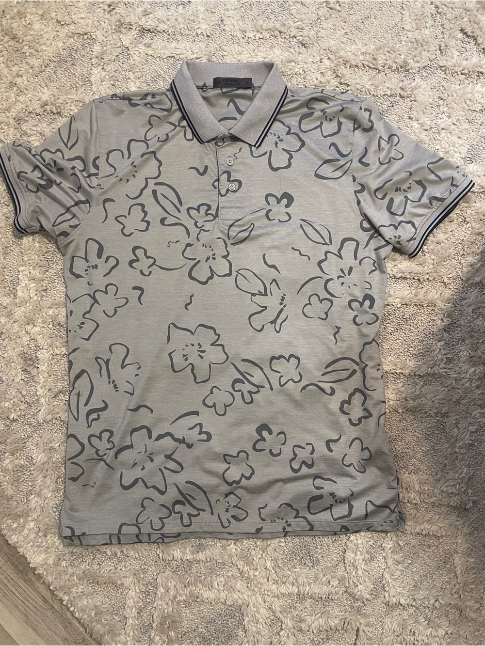 Men's G/Fore Gray Floral Golf Polo
